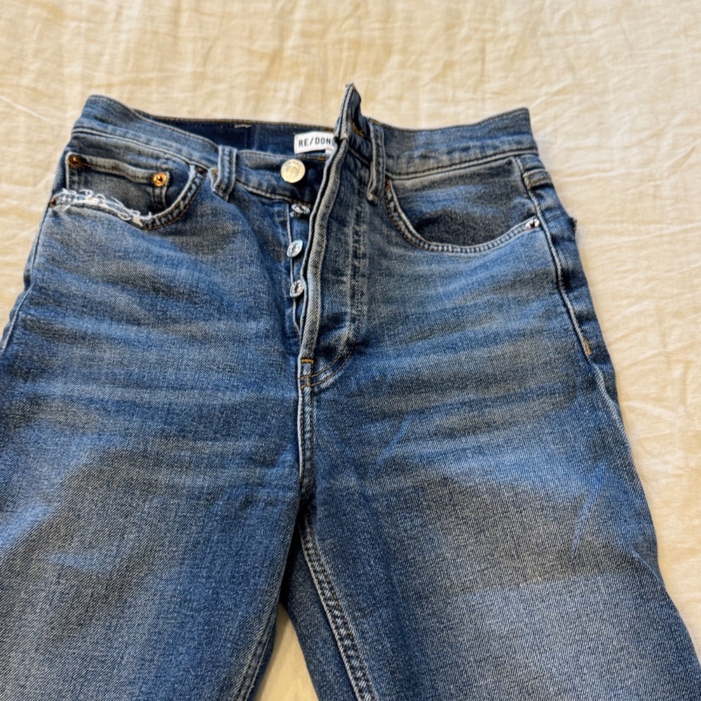 Re/Done Dark Blue Straight Leg Jeans